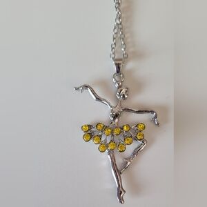Ballerina Necklace With Yellow Rhinestones